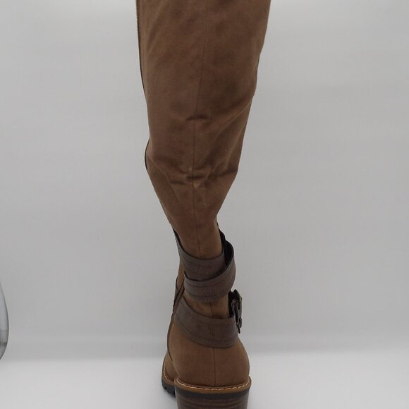 Viviaan womens pull on lug sole knee-high boots - Picture 4 of 8
